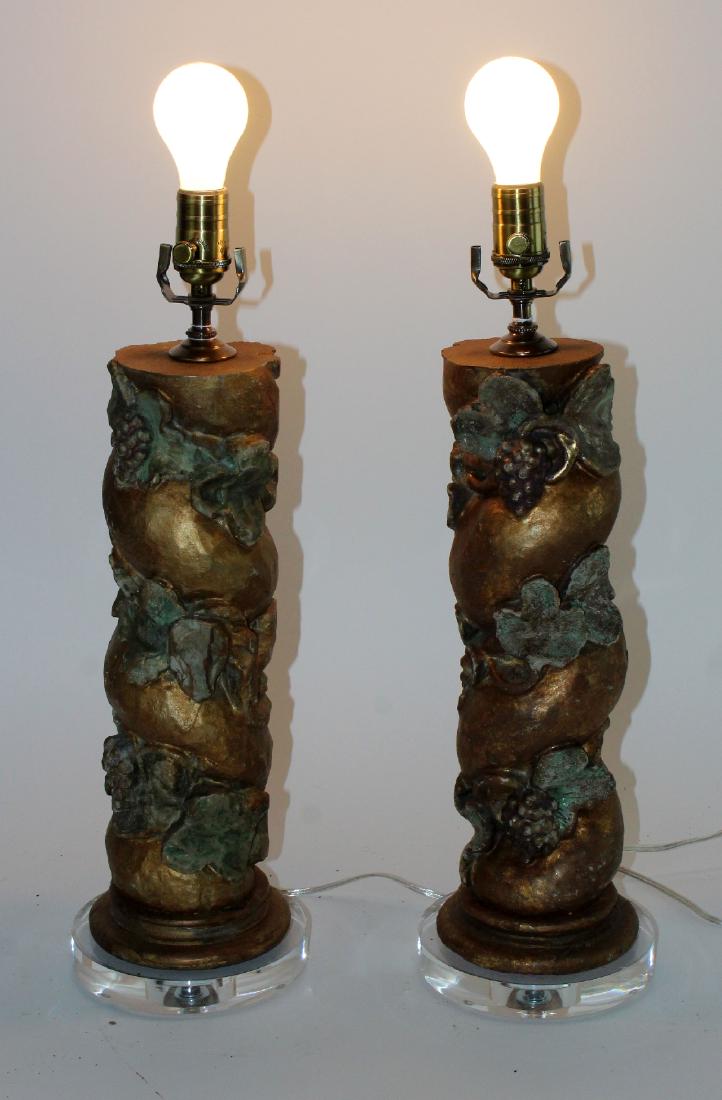 Pair giltwood grape vine twist column form lamps (1 of 4)