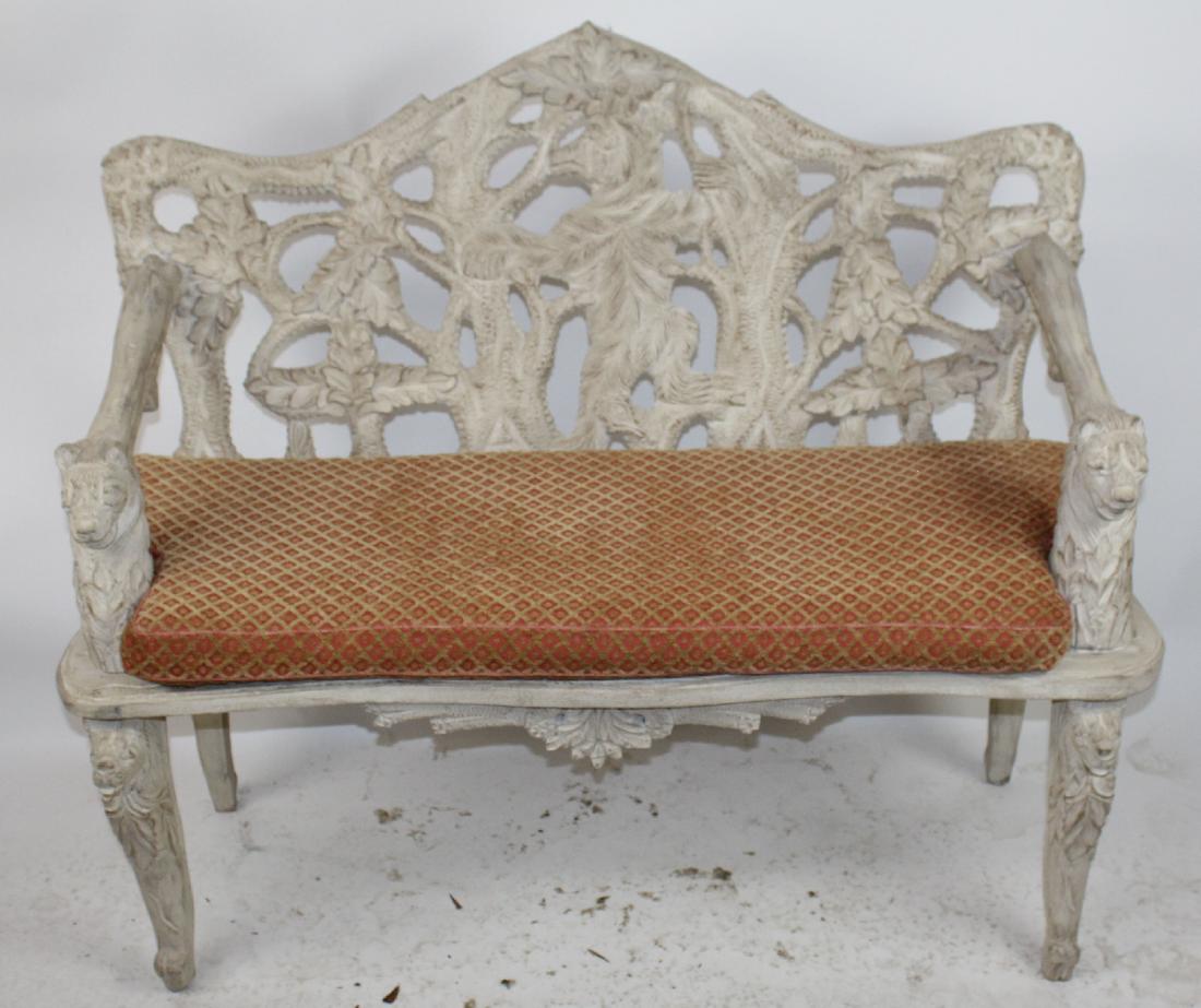 Carved Black Forest Bear Bench Painted White Jan 01 2019 King