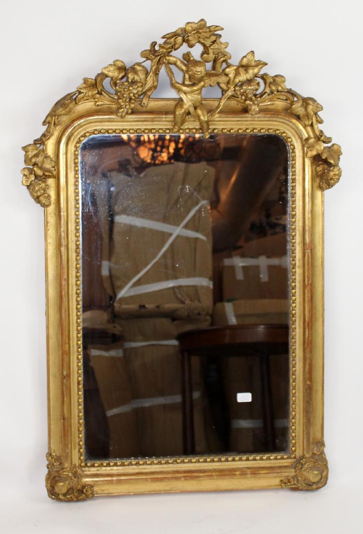 French gold leaf mirror with cherub (1 of 7)