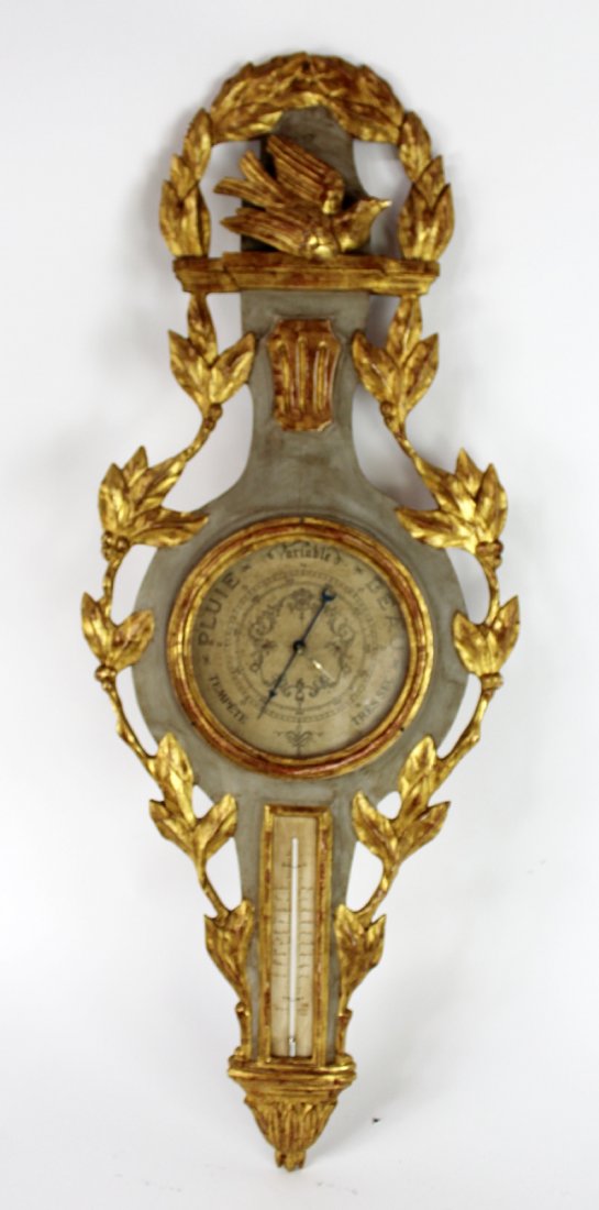 French Empire wall mount barometer in painted case (1 of 6)