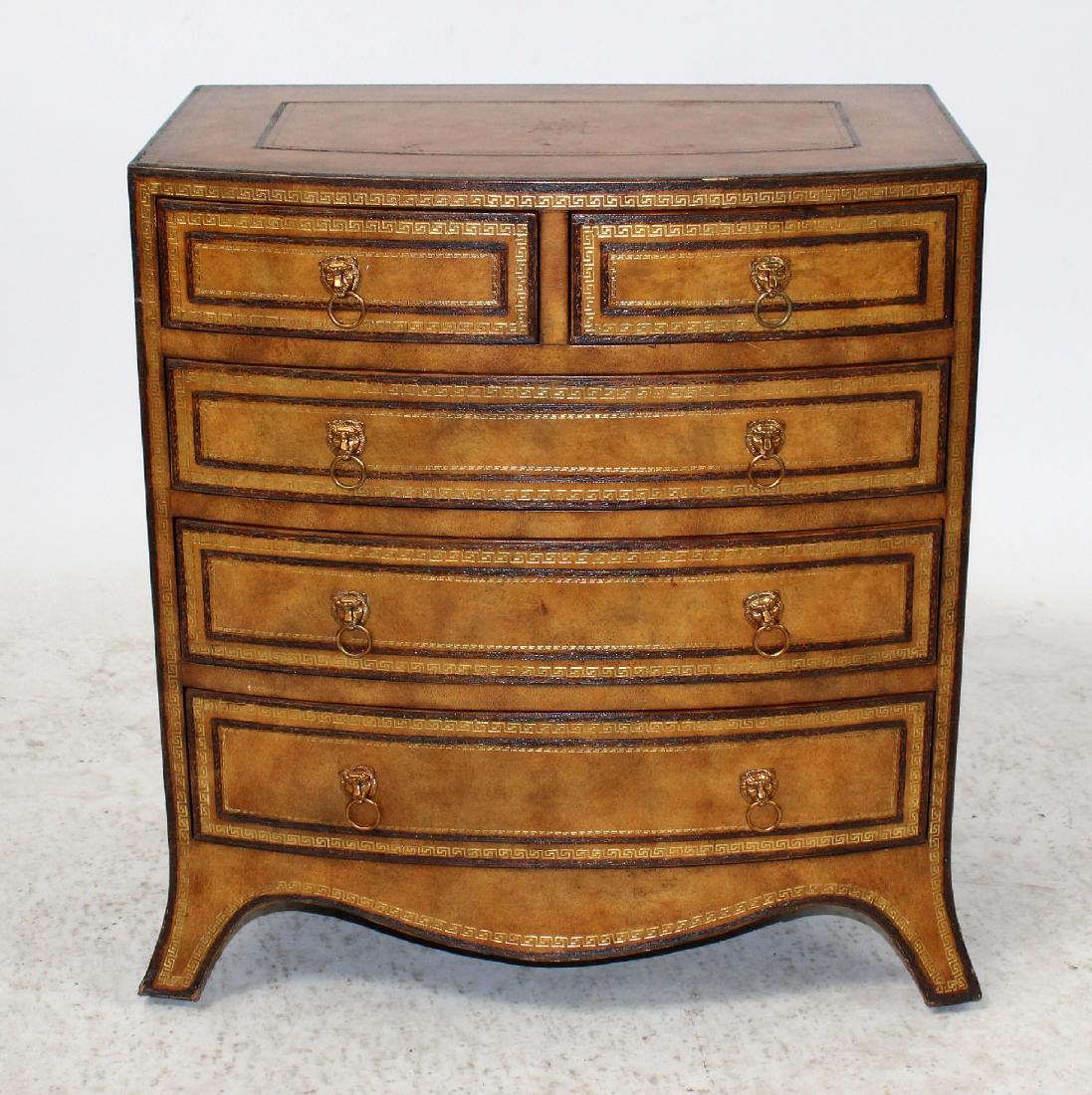 Maitland Smith tooled leather bowfront chest (1 of 5)