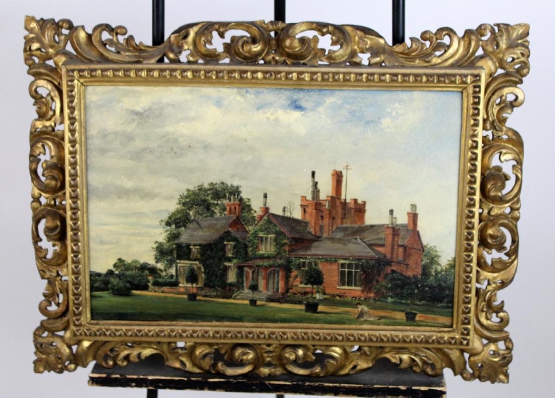 English oil on board landscape with house (1 of 4)
