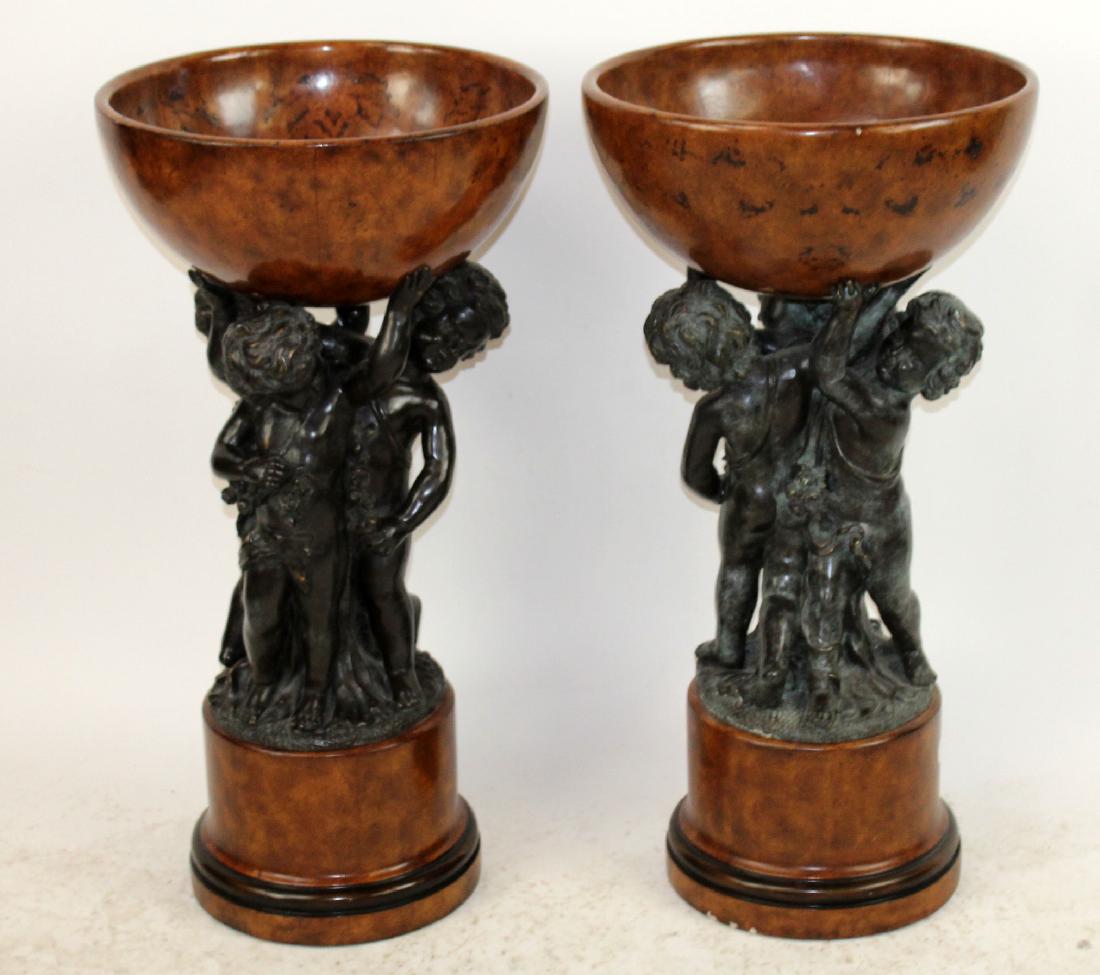 Pair Maitland Smith bronze cherub planters (1 of 4)
