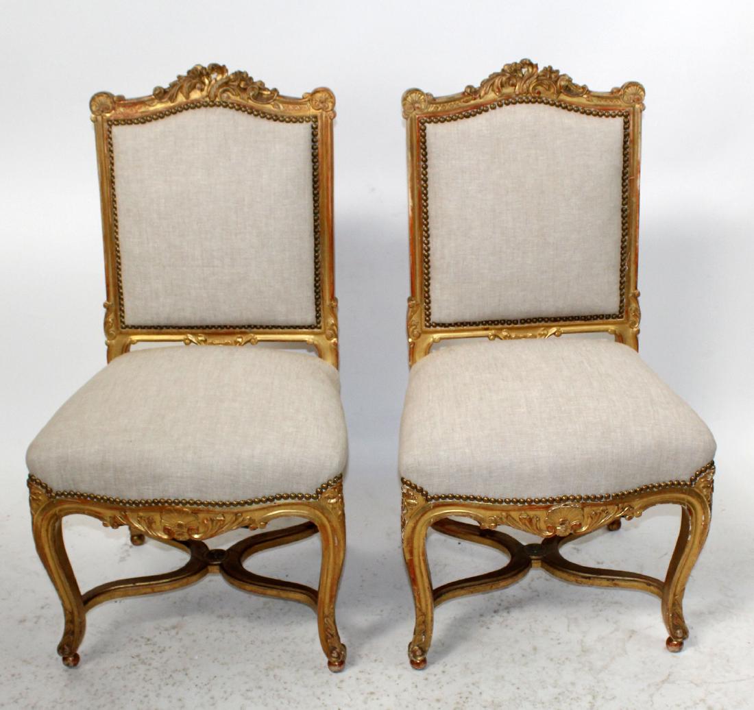 Pair French Louis XV gold leaf chairs (1 of 5)