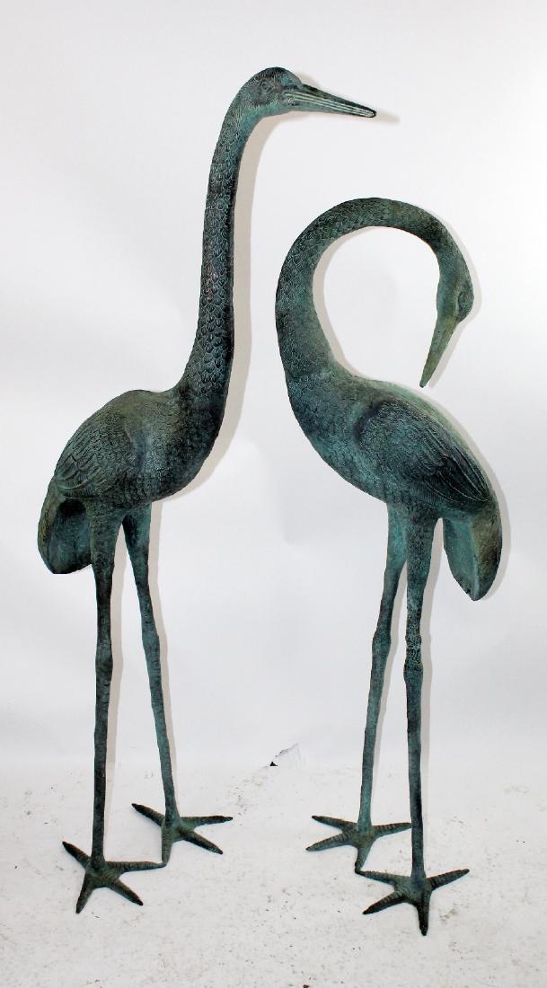 Pair of verdigris bronze cranes (1 of 6)