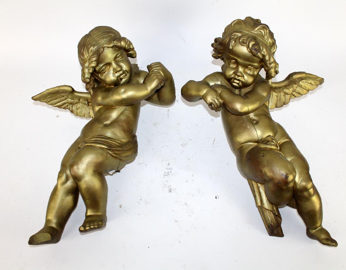 Pair of French carved & gilded putti (1 of 8)