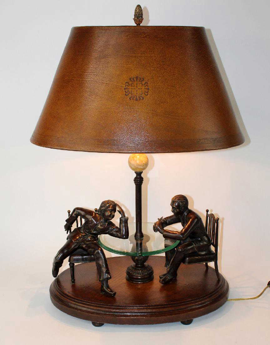 Maitland Smith lamp bronze figures seated at table