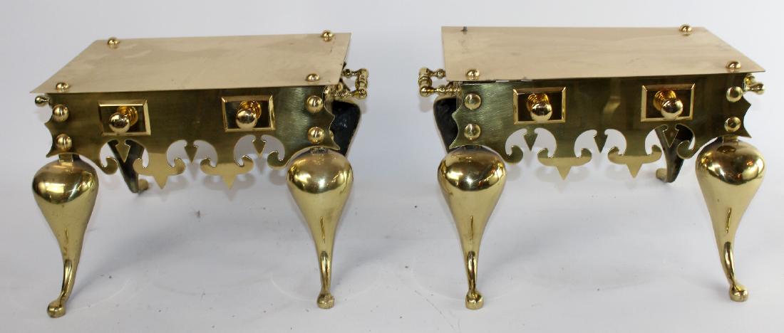 Pair of 19th c English brass footman. (1 of 5)
