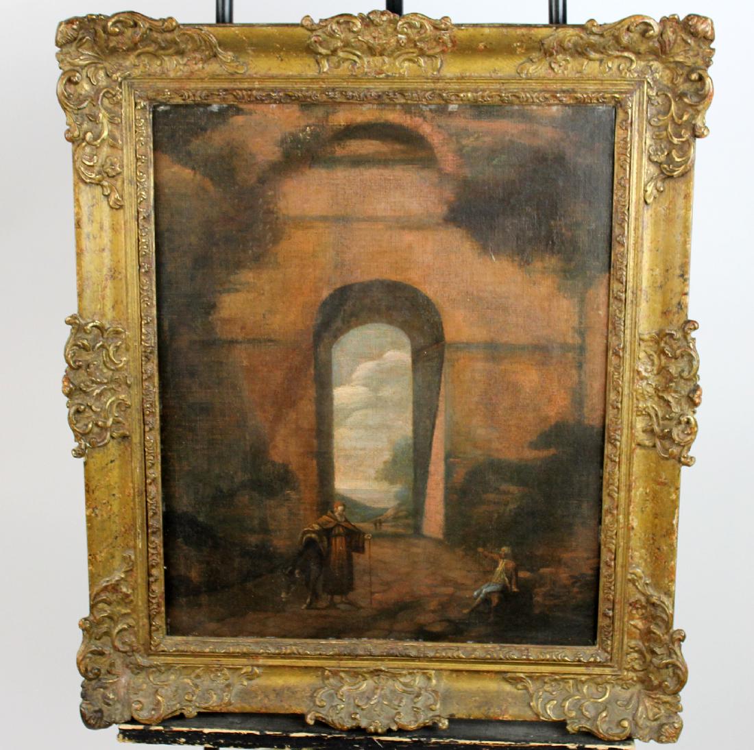 Continental oil on canvas landscape with arch (1 of 5)