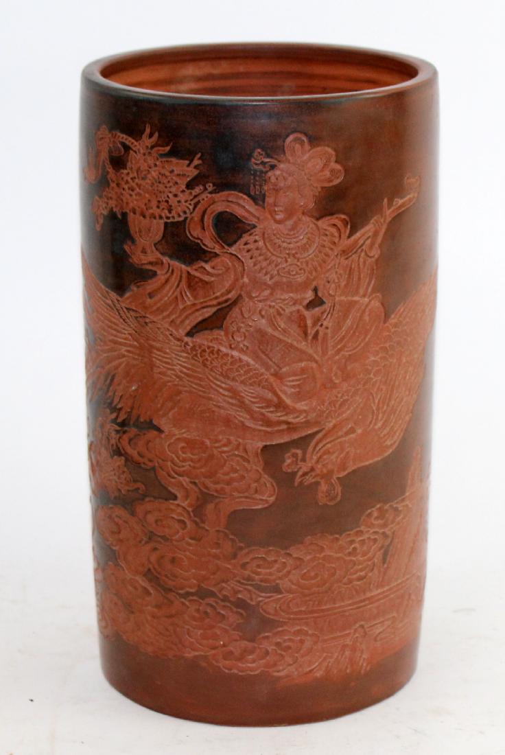 Chinese Zisha clay hat stand: Chinese Zisha clay hat stand. 11"h x 6 1/4" diam