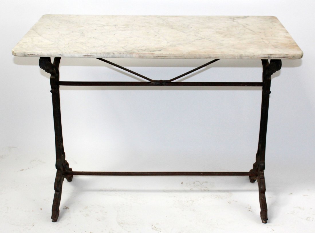 French cast iron bistro table with marble top (1 of 5)