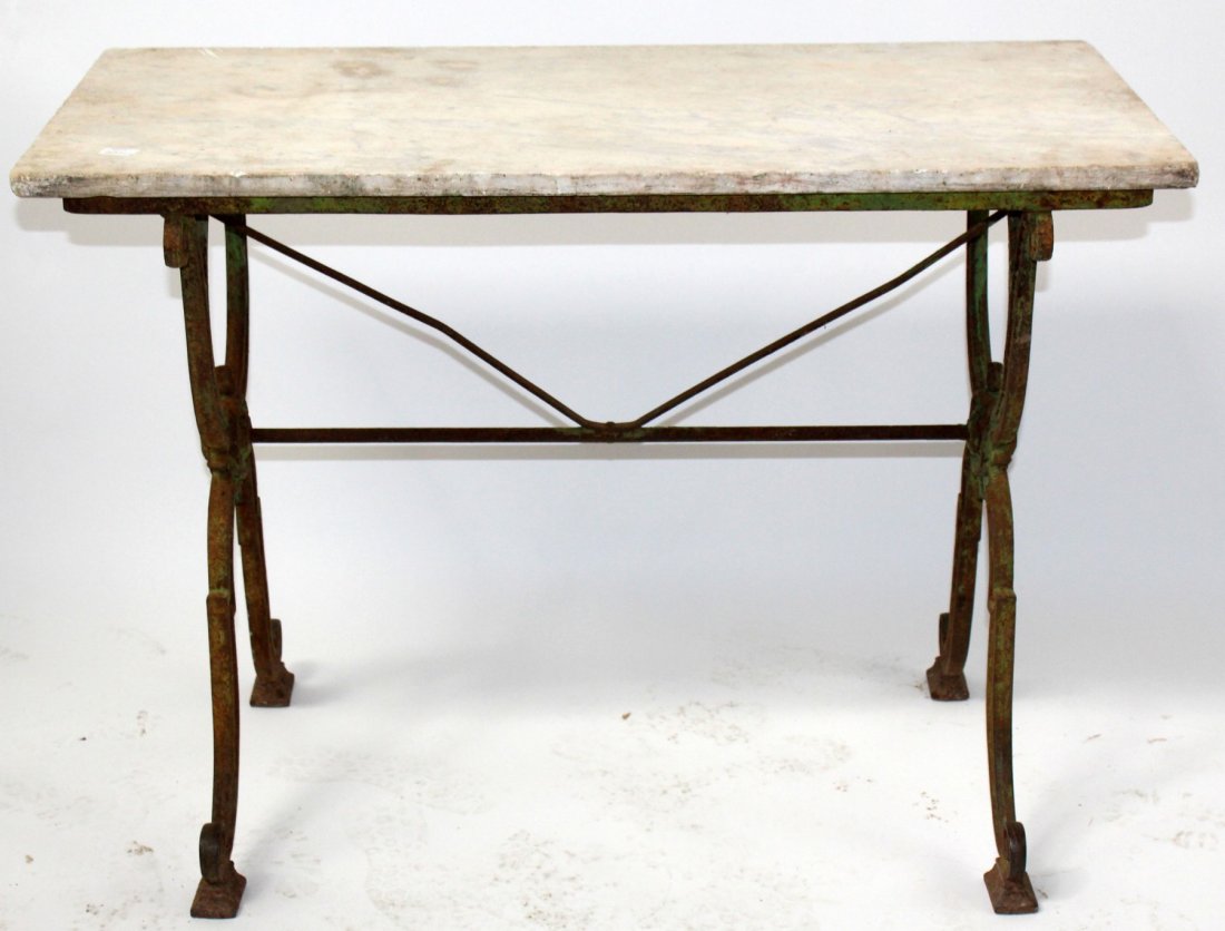 French cast iron bistro table with marble top (1 of 6)