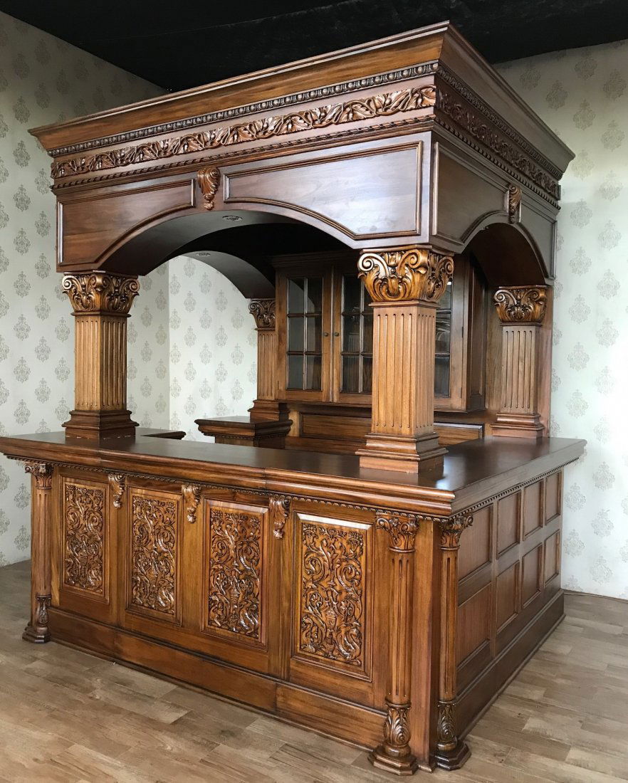 Grand scale mahogany canopy pub bar (1 of 7)