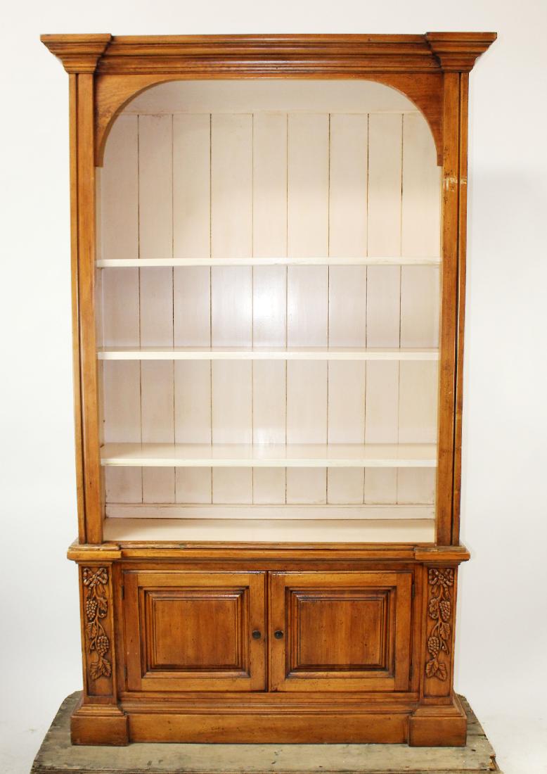 Pine open bookcase with grape carvings (1 of 8)