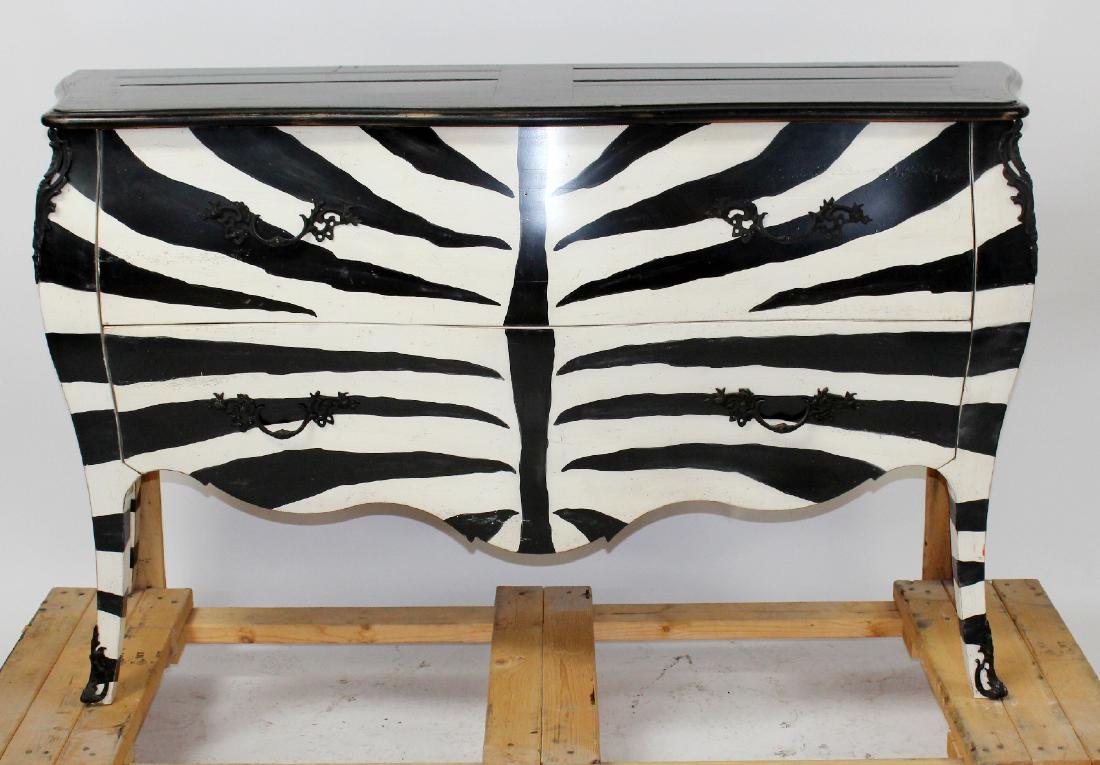 Zebra painted 2 drawer bombe commode (1 of 5)