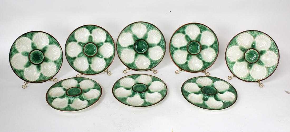 Set of 8 French Majolica glazed oyster plates (1 of 8)