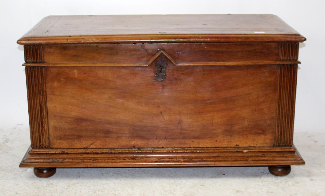 19th c French rustic trunk in walnut with iron handles (1 of 10)
