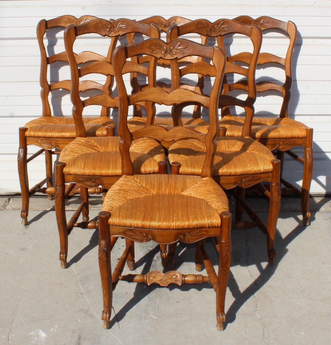 6 French Louis XV style ladder back rush seat chairs (1 of 8)