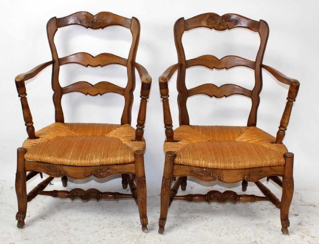 Pair of French Louis XV style ladder back armchairs (1 of 9)
