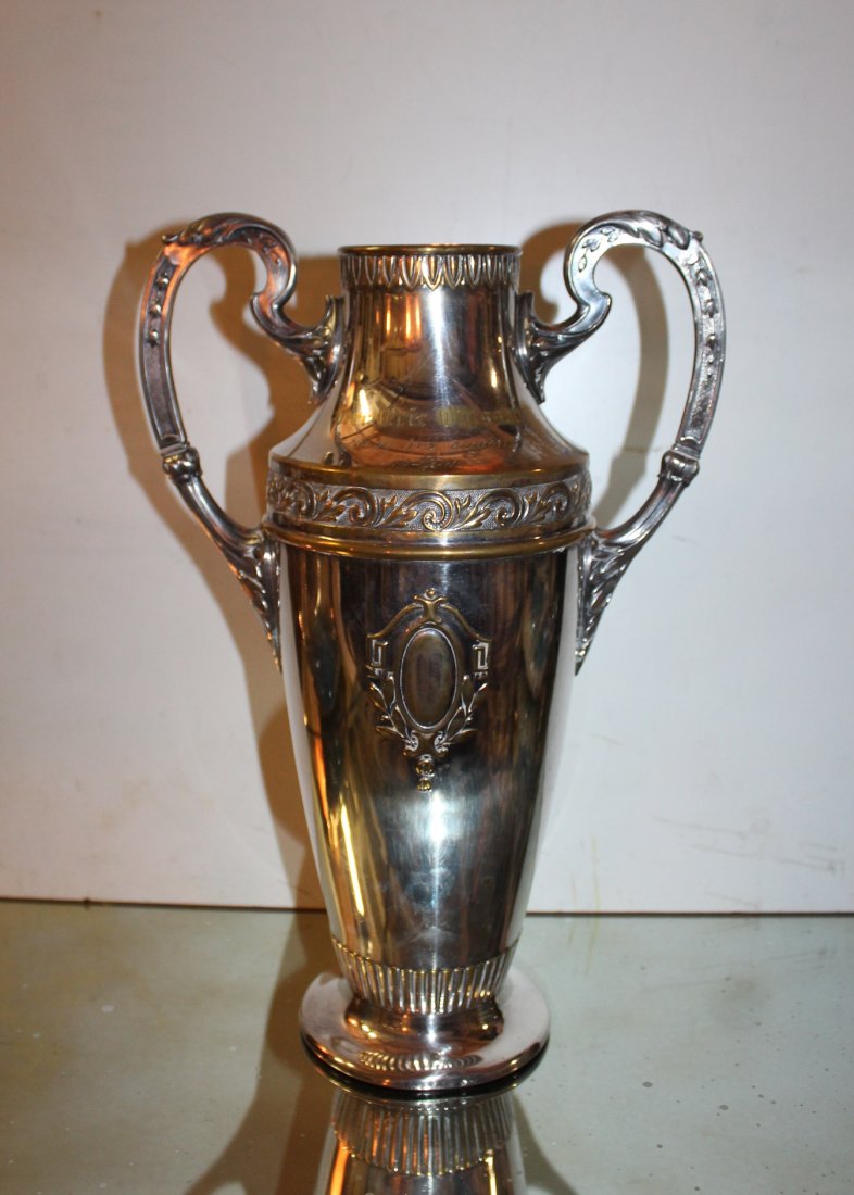 Antique silverplate German trophy: Antique silverplate German trophy. 14"h x 9"w