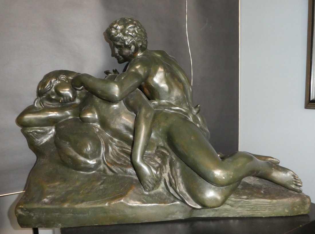 Bronze satyr and nymph bronze signed Jef Lambeaux: Important bronze satyr and nymph bronze signed Jef Lambeaux (1852-1908) listed artist. 30" long x 21" high x 18" deep