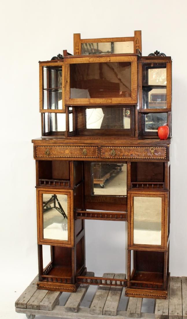 Edwardian marquetry credenza cabinet: Edwardian rosewood credenza cabinet with marquetry. Circa 1900. 73 "h x 37 5/8" w x 13 1/2"d