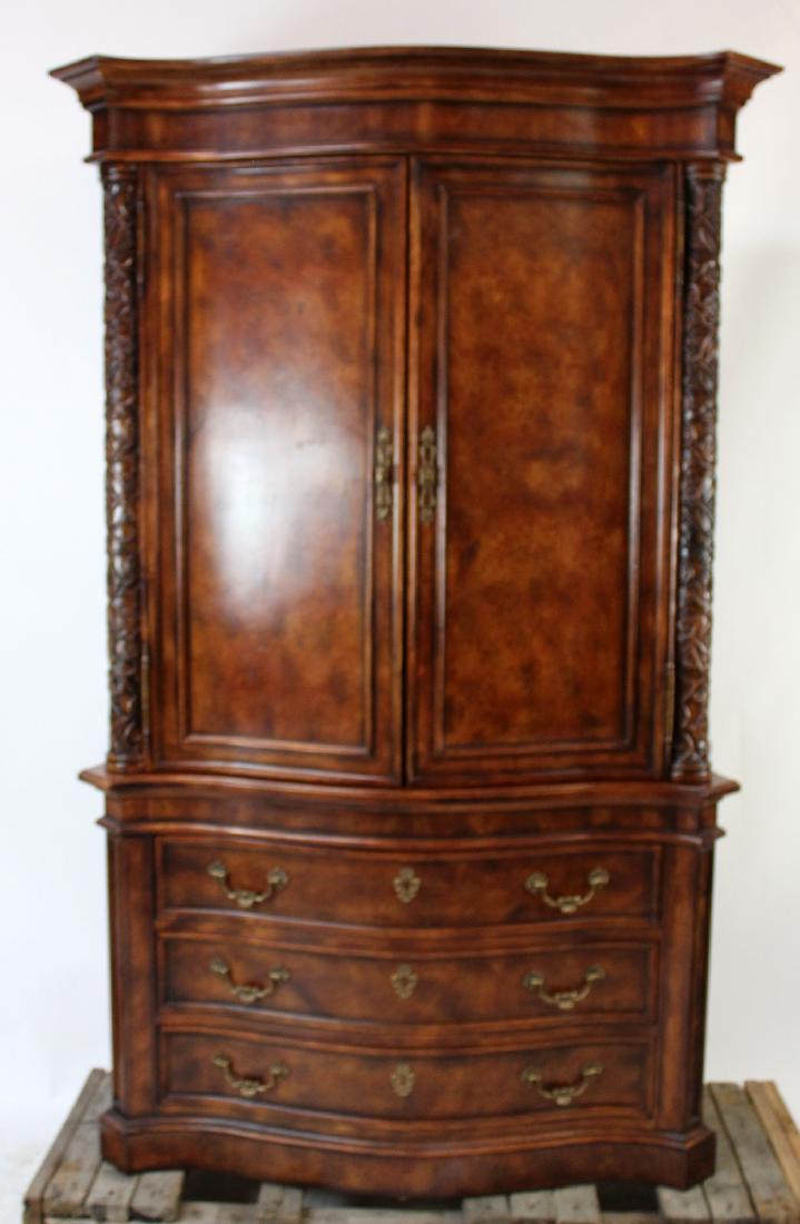 Henredon mahogany 2 door linen press: Henredon mahogany linen press: 2 doors over drawers. 87 1/2"h x 22"w x 56"w