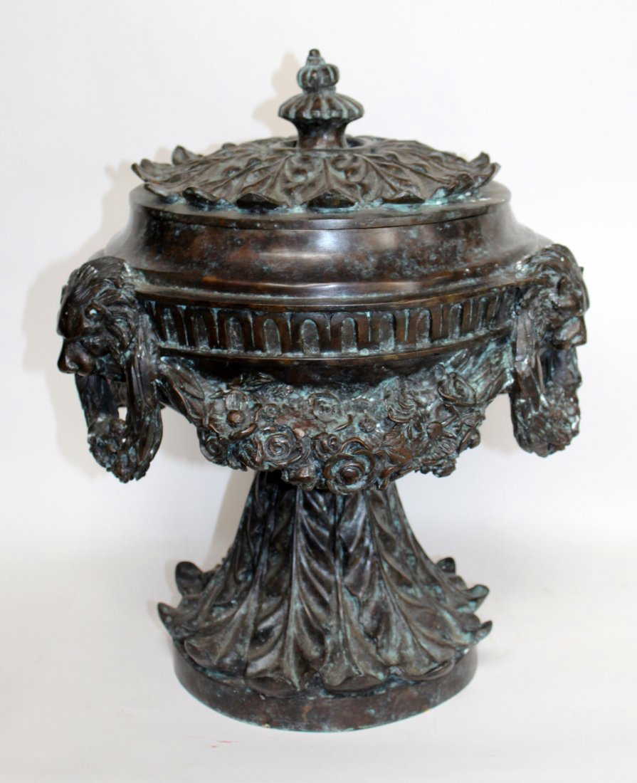 Maitland Smith bronze urn with lions