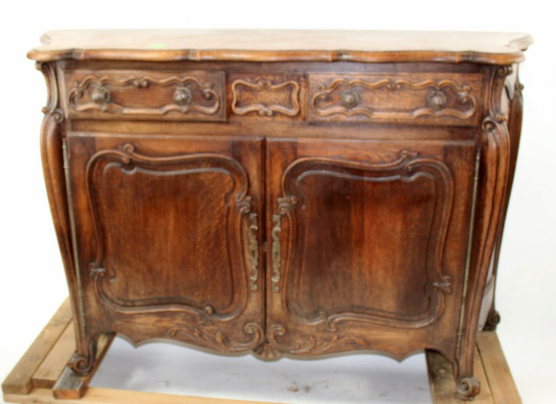 French Louis XV buffet bas in carved oak (1 of 7)