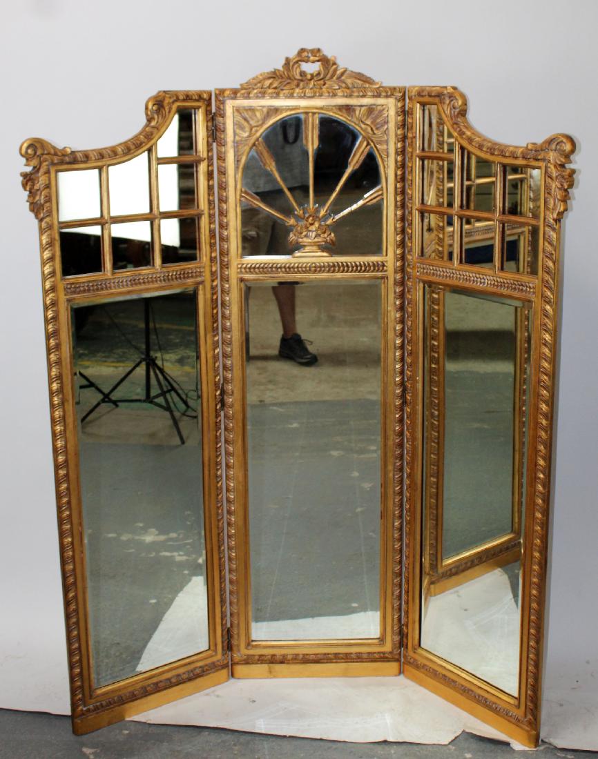 Louis XVI style 3 panel mirrored screen (1 of 6)
