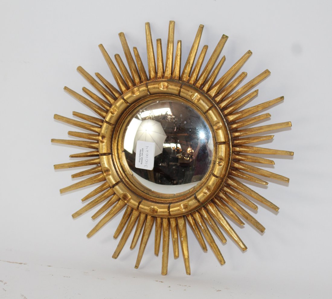 Spanish mid-century gilt wood sunburst mirror (1 of 4)