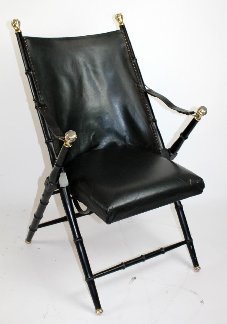 Italian Valenti folding leather campaign chair (1 of 6)