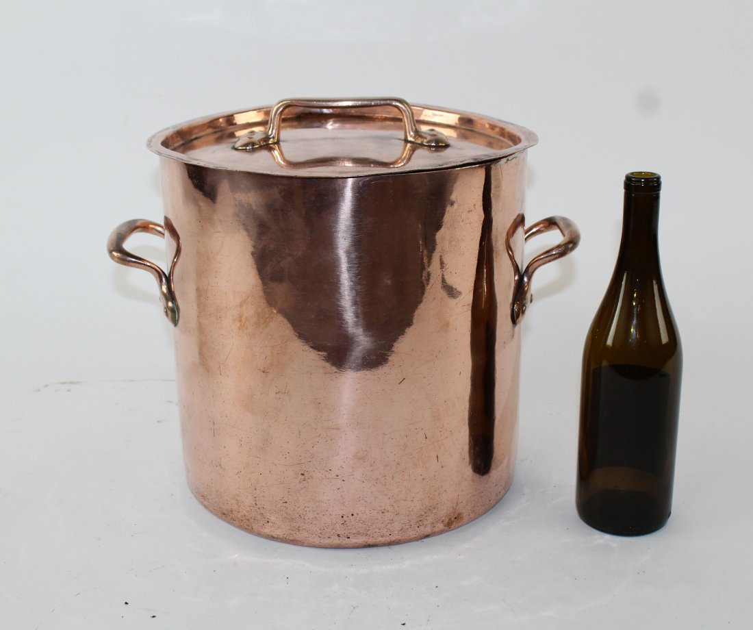 Antique French copper stock pot with lid (1 of 8)
