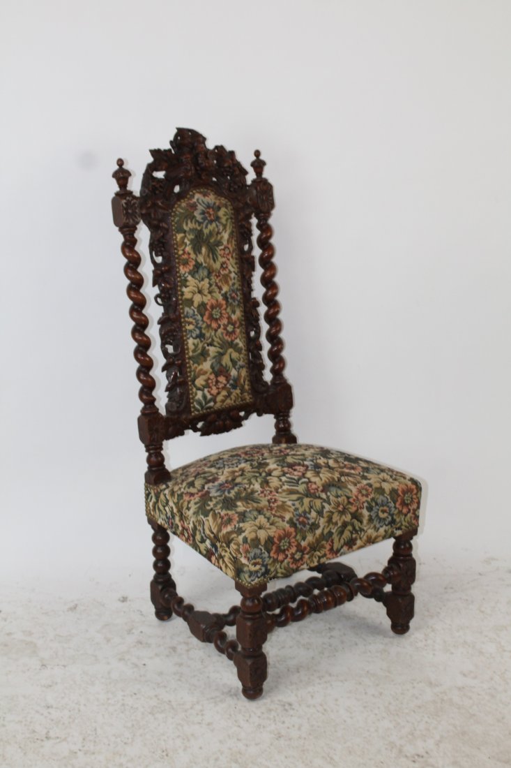 French Black Forest heavily carved chair with birds (1 of 6)