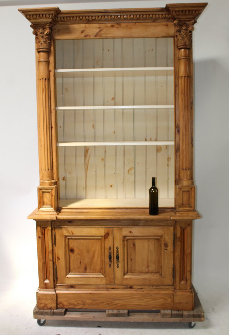Pine open top bookcase with Corinthian capitals (1 of 7)