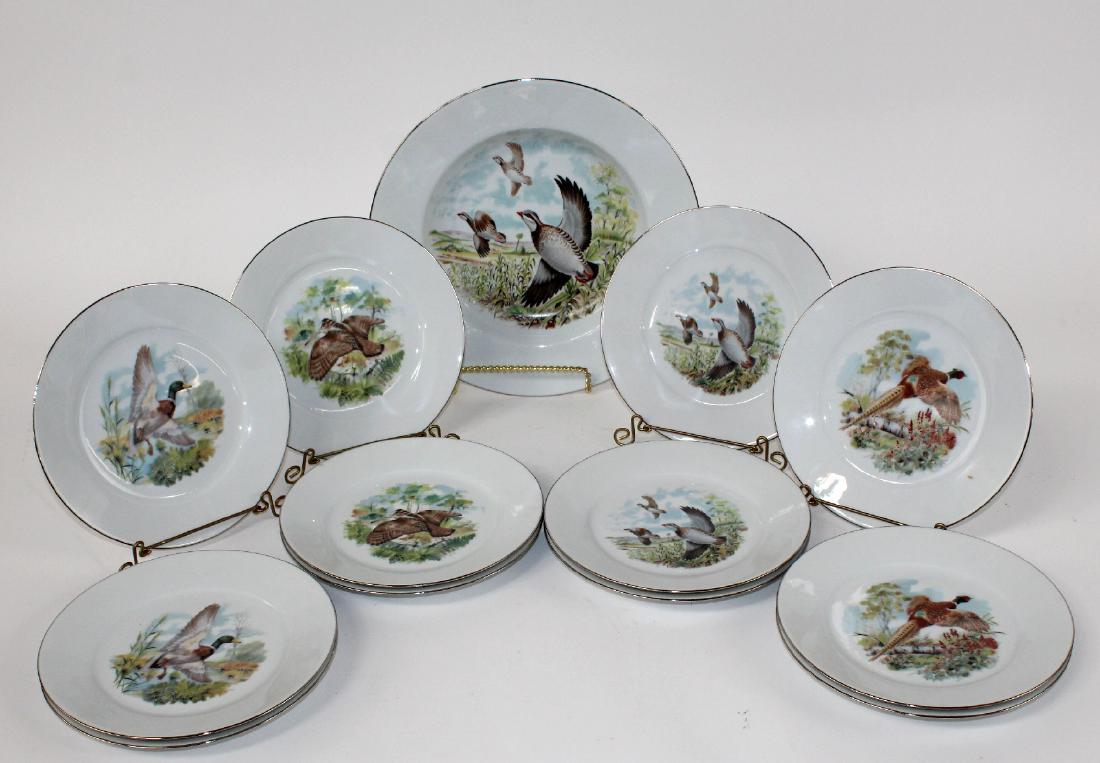Set of 8 French Limoges porcelain bird plates (1 of 4)