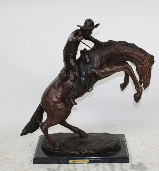 Bronze Bronco Buster sculpture after Remington (1 of 2)