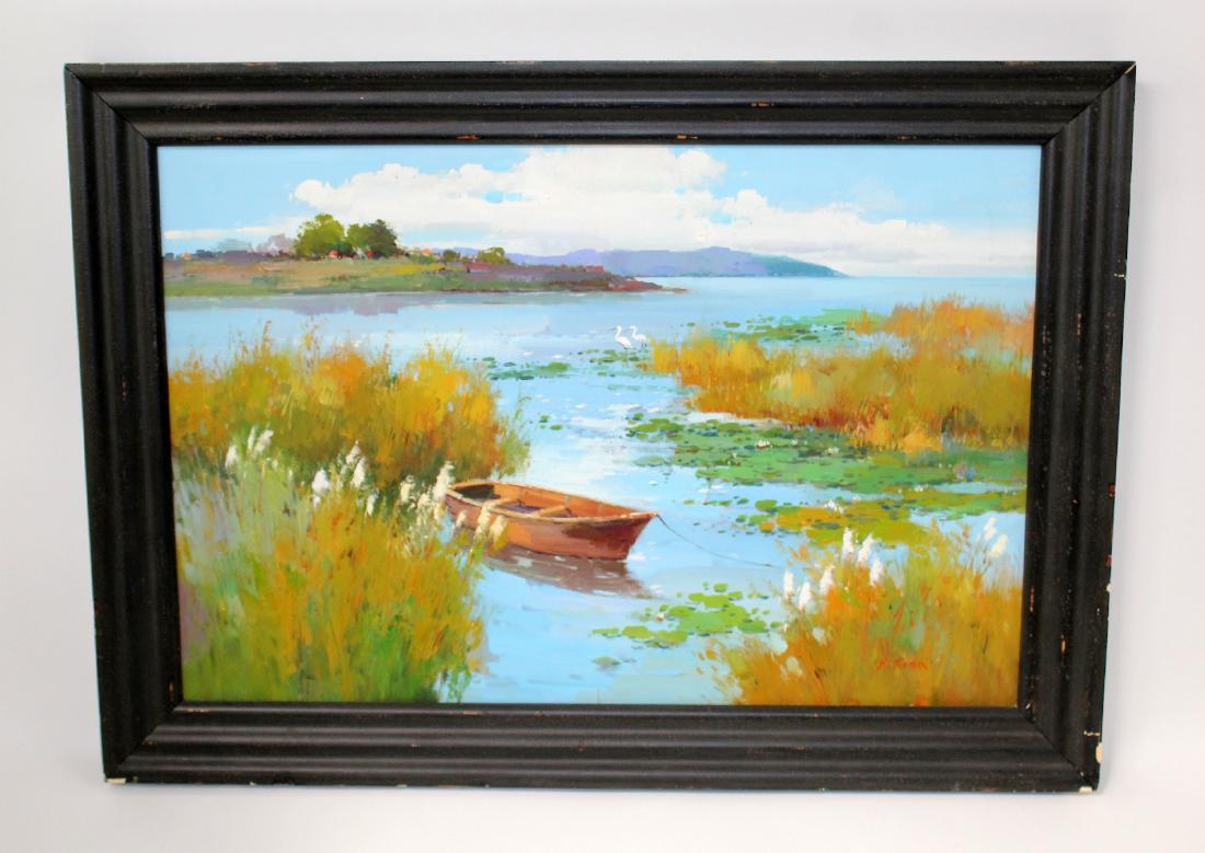 Oil on canvas depicting Marsh scene (1 of 5)