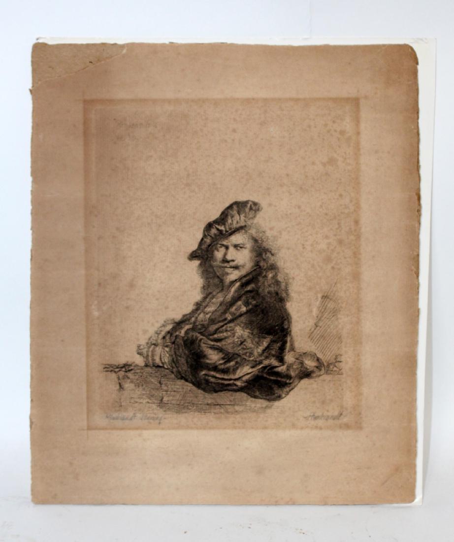 Rembrandt drypoint etching- self portrait (1 of 3)