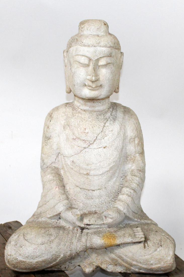 Chinese carved white marble seated Buddha (1 of 7)