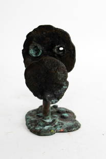 Klaus Ihlenfeld miniature abstract sculpture: Klaus Ihlenfeld (German b. 1934) miniature abstract sculpture in in oxidized phosphor bronze . 31 /2"h x 2"w Comes with provenance (letter from the artists son, Phillip)