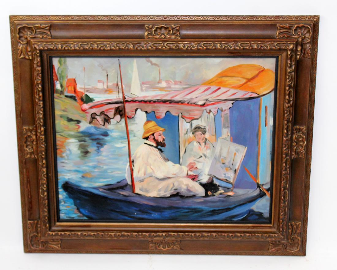 Oil on canvas depicting couple in boat (1 of 4)
