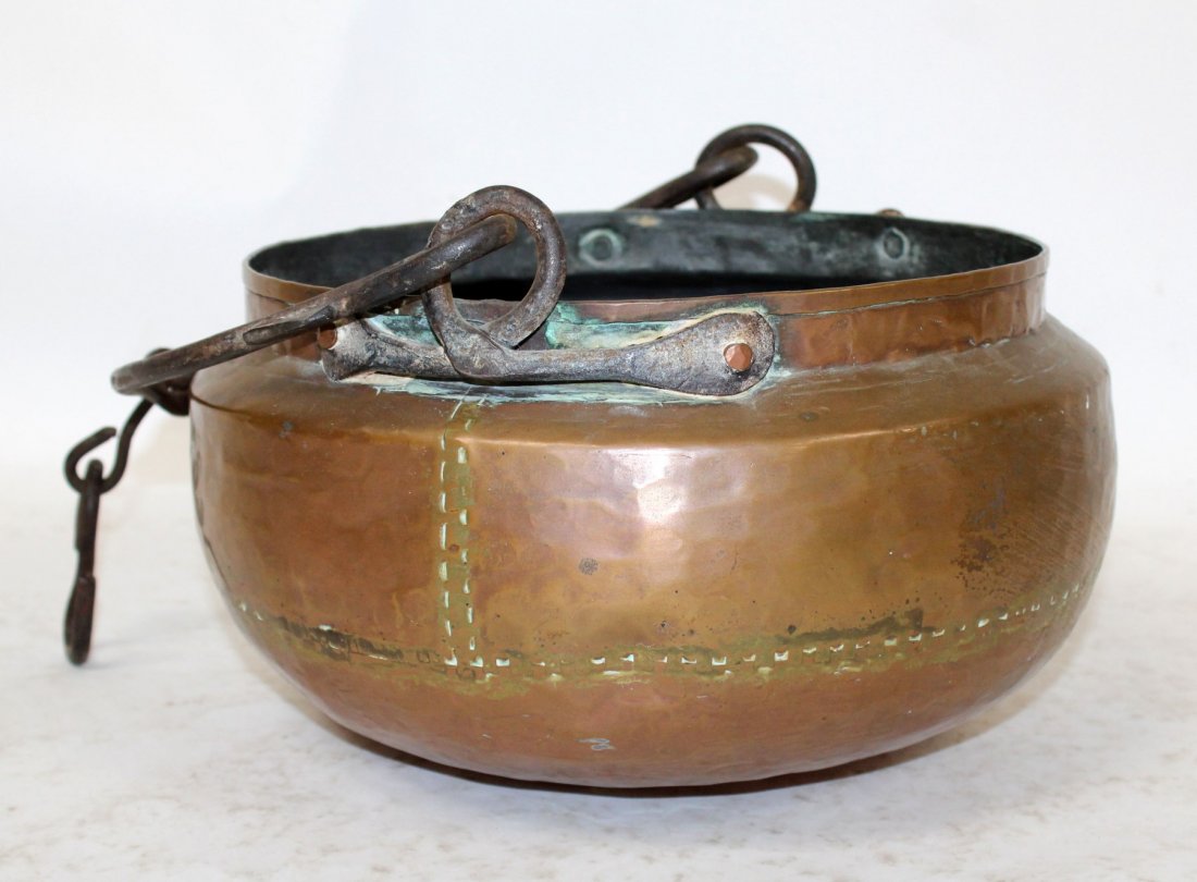 Antique copper pot with iron handle (1 of 9)