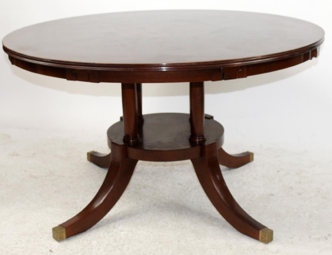 Mahogany round dining table on 4-column base (1 of 3)