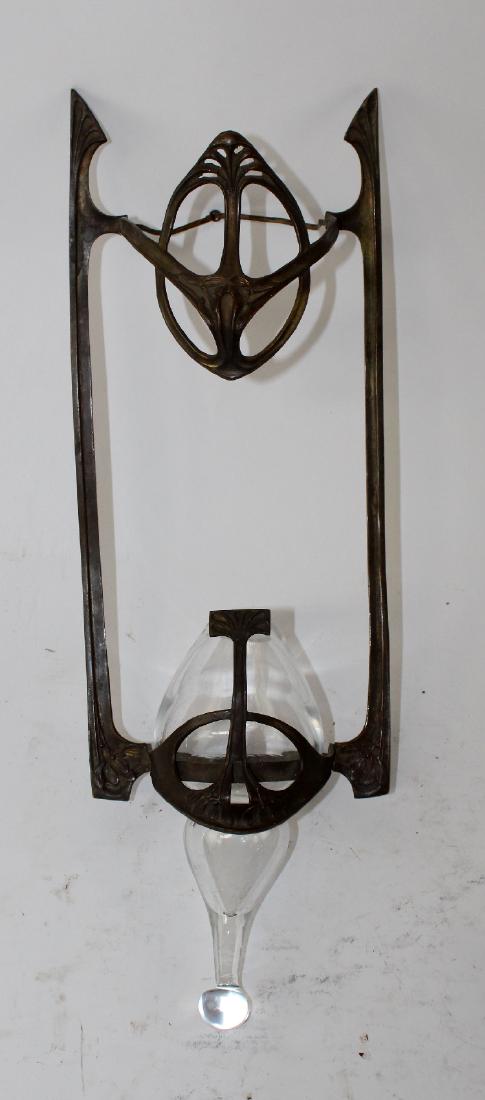 Art Nouveau bronze wall mount vase holder (1 of 6)
