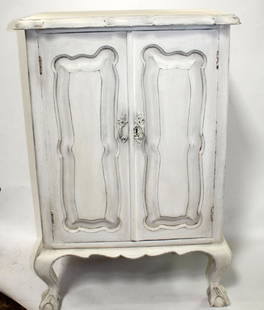 French Provincial painted 2 door bibus cabinet: French Provincial painted 2 door bibus or jelly cabinet. 20th century. 35"h x 25 1/2"w x 16 1/2"D