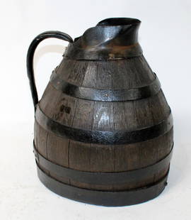 French Alsacian wooden wine pitcher: French Alsacian wooden wine pitcher. 19th century. 14"h x 12" dia