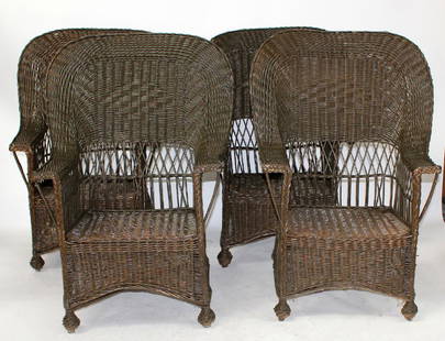 Set of 4 wicker armchairs: Set of 4 wicker armchairs. 46"h x 33"w overall