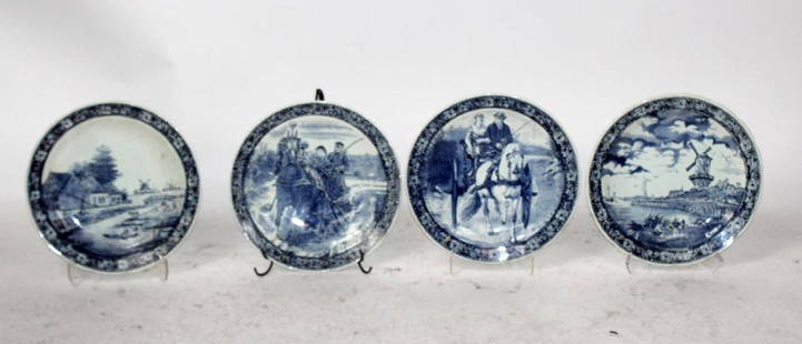 Lot of 4 Delft platters: Lot of 4 Delft platters, Boch Belgium Delfts, 15 1/2"dia