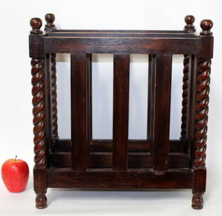 English mahogany magazine rack: English mahogany magazine rack. 19"h x 17 1/4"w x 11 1/4"D